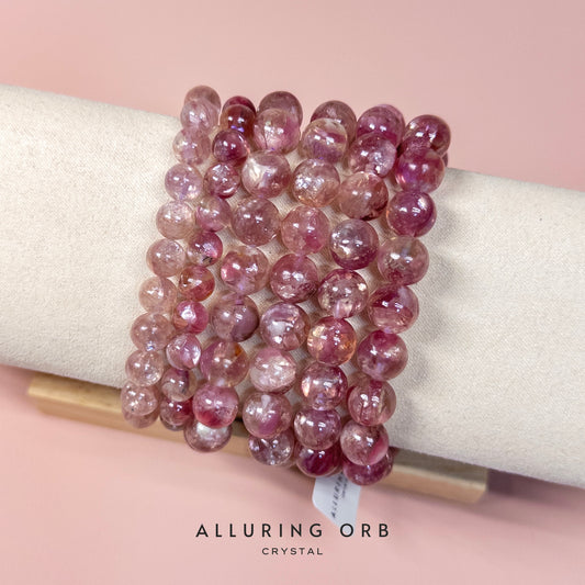 Pink/Purple Mica Emerald Crystal Bracelet 粉/紫祖母晶