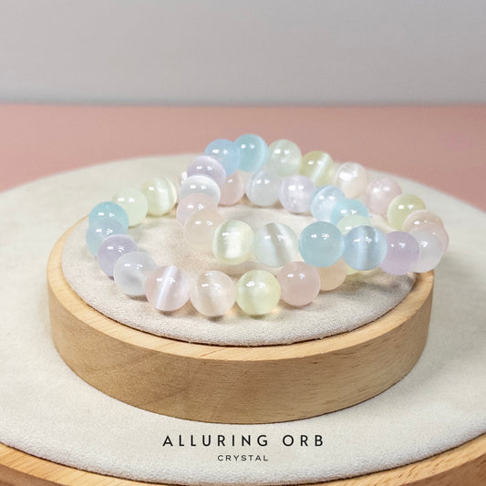 Rainbow Selenite Crystal Bracelet 彩石膏